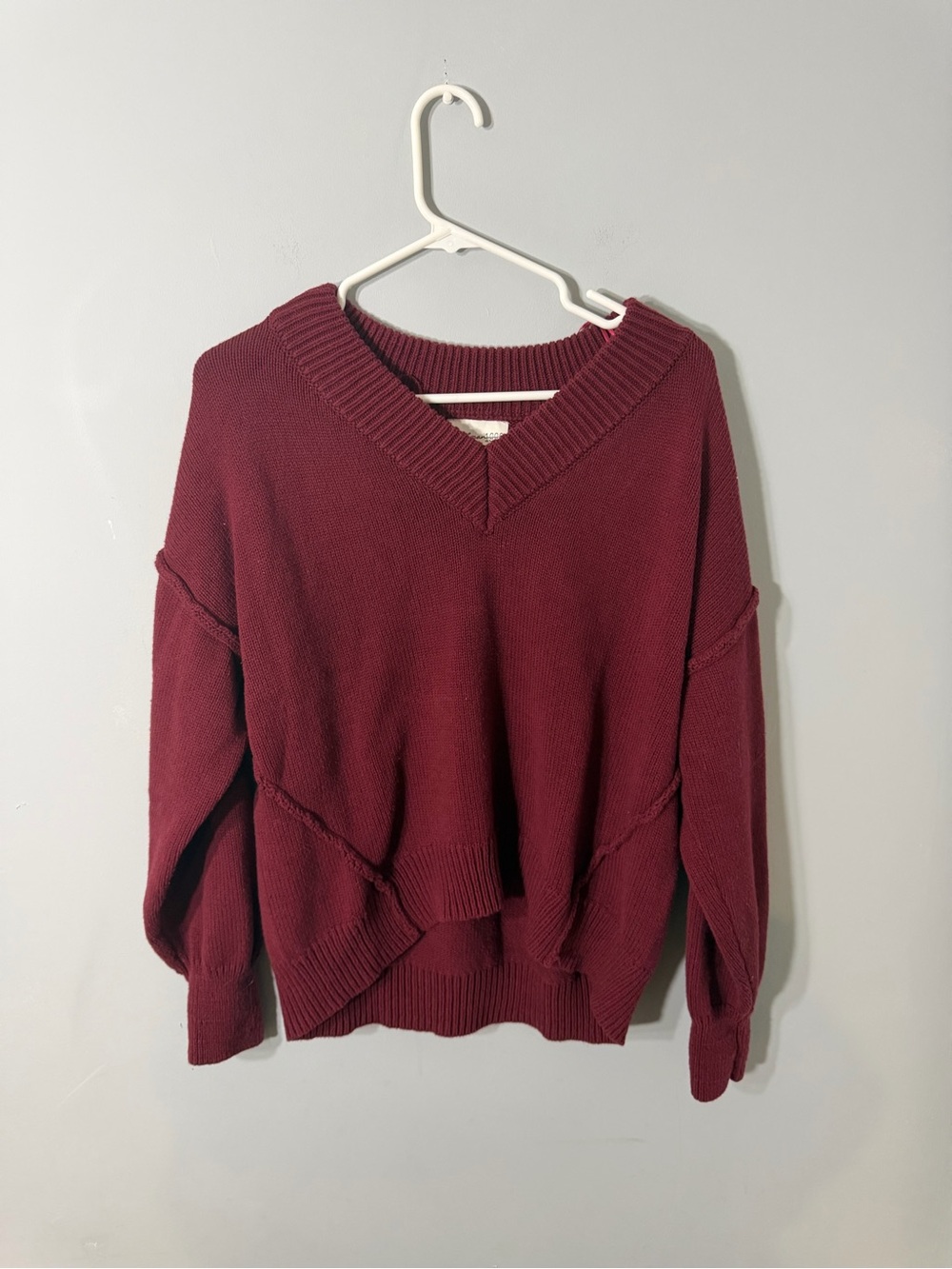 Freshman Deep Red V-Neck Women’s Sweater